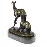 Two Greyhounds Playing Bronze Statue