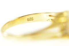 14K Yellow Gold Natural Opal Diamond Classic Engagement Ring