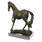 Arabian Horse Bronze Sculpture on Marble Base Figurine