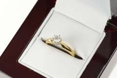 14K Yellow Gold 0.25 Ct Diamond Solitaire Classic Engagement Ring
