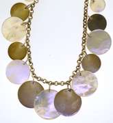 Sterling Silver Mother Of Pearl And Silver Disk Necklace