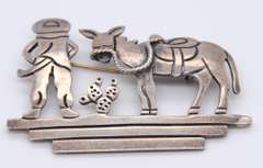 Vintage Sterling Silver Mexico Brooch Pin