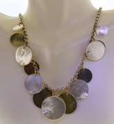 Sterling Silver Mother Of Pearl And Silver Disk Necklace