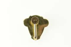 14K Yellow Gold 1930's Syn. Ruby Ornate Scroll Screw Back Earrings