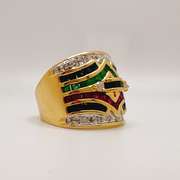 Stunning 14kt Gold, Ruby, Emerald, Sapphire, & Diamond Band Ring