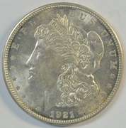 Very Choice BU 1921-D Morgan Silver Dollar. Nice