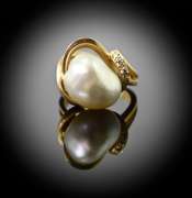Unique 14K Baroque Pearl Ring