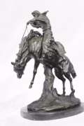 Cowboy with Bucking Horse Bronze Sculpture