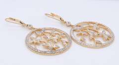 Stunning Yellow Gold Leverback Diamond Flower Earrings