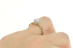 14K Yellow Gold 0.75 Ct Oval Diamond Halo Engagement Ring
