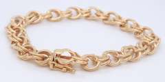 Incredible Double Loop Link Charm Yellow Gold Bracelet