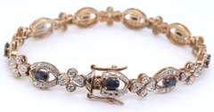 Sterling Silver Blue Sapphire and Diamond Bracelet