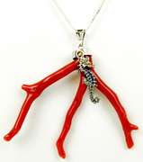 Sterling Large Branch Coral & Seahorse Necklace