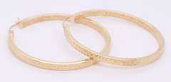 Beautiful Yellow Gold Diamond Cut Large Hoop Earrings
