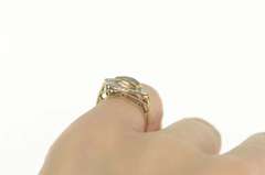 10K Yellow Gold Art Deco Green Tourmaline Diamond Accent Ring