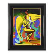 Mark Kostabi, "The New Shero" Framed Original Oil Painting on Canvas, Hand Signed with Letter of Authenticity.