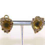Dreamy Yellow Crystal and Diamond Earrings in 18K Yellow Gold