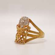 14kt Yellow Gold & Diamond Basketball Ring