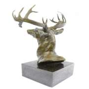 Elk Deer Stag Bust Bronze Statue