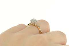 14K Yellow Gold 0.75 Ctw Round Diamond Halo Engagement Ring