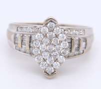 Majestic White Gold PC, RN, Bagu and Marq Diamond Cluster Ring