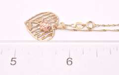 Gorgeous Rose Heart Pendant Necklace in Yellow Gold