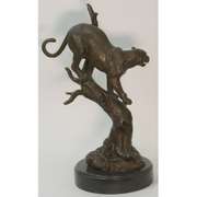 African Mountain Lion Bronze Sculpture