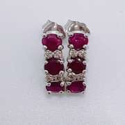 14kt Gold, Ruby, & Diamond Earrings