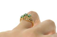 14K Yellow Gold 1.01 Ctw Oval Emerald Diamond Bypass Ring