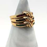 18K 3 Gold Rings with Diamonds, Emeralds, Rubies, and Topaz