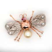 Etched Dragonfly Lapel Pin 18k Mixed Gold