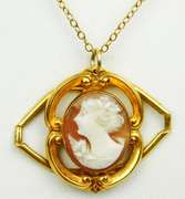Vintage Gold Filled Carved Shell Cameo Necklace