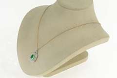 18K Yellow Gold 3.20 Ctw Very Fine Natural Emerald Diamond Necklace