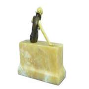 Nude Sexy Girl Sitting on Marble Base Bronze Statue