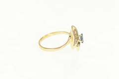 14K Yellow Gold Marquise Sapphire Diamond Wavy Bypass Ring