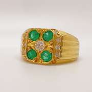 18kt Gold, Emerald, & Diamond Ring