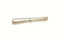 14K White Gold Art Deco Floral Filigree Diamond Sapphire Pin/Brooch