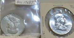 2 ea: Franklin Silver Halves, 1961 & 63