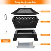 26 Inch Fire Pits Large Wood Burning Square Firepit