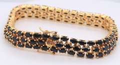 Triple Row Sapphire Sterling Silver Bracelet