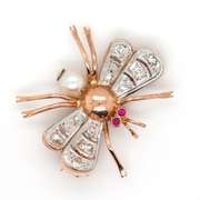 In Flight Dragonfly Lapel Pin 18k Mixed Gold