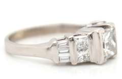 Powerful White Gold Princess Baguette and Round Diamond Straight Engagement Ring