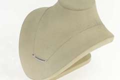 14K White Gold 0.15 Ctw Diamond Chain Classic Curved Bar Necklace