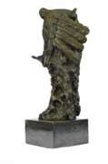 Native American Chief in Bear Headdress Bronze Sculpture
