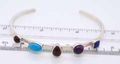 Lot of 2 Vintage Sterling Silver Gemstone Cuff Bangles