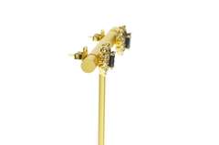14K Yellow Gold 2.61 Ctw Sapphire Ballerina Diamond Halo Stud Earrings