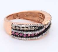 Fancy Rose Gold Pink Sapphire and Diamond X Ring