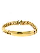 Yellow Gold Cuban Link Bracelet w/ Engravable Curved Linked ID