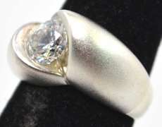 CZ Matte Sterling Silver Ring