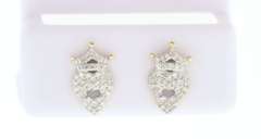 Diamond Encrusted Heart Earrings with 10k Yellow Gold